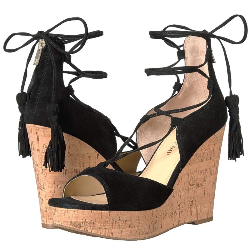 New Ivanka Trump suede ankle wrap wedges Sz 8.5